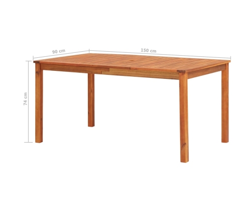 Set comedor de jardín 5 pzas y cojines madera maciza de acacia