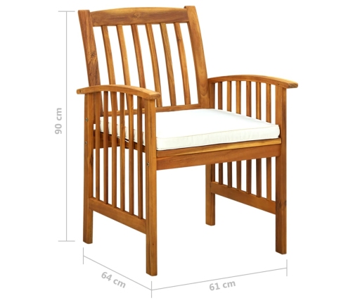 Set comedor de jardín 5 pzas y cojines madera maciza de acacia