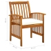 Set comedor de jardín 5 pzas y cojines madera maciza de acacia