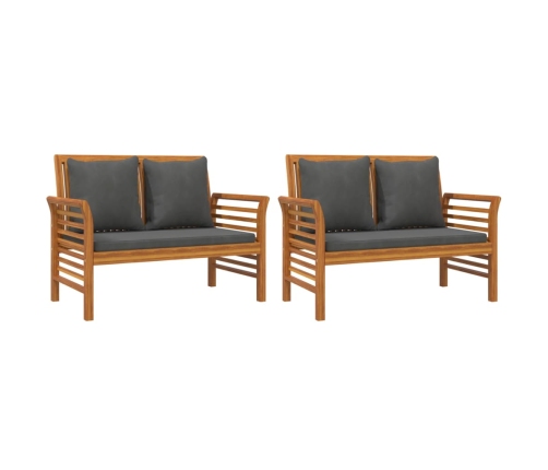 Set de muebles para jardín 3 piezas con cojines madera acacia
