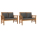 Set de muebles para jardín 3 piezas con cojines madera acacia