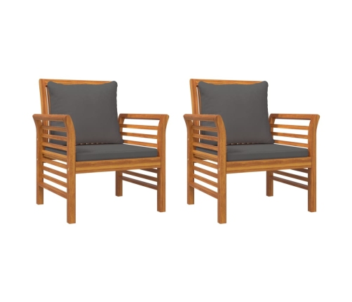 Juego de muebles jardín 5 pzas con cojines madera maciza acacia