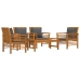 Juego de muebles jardín 5 pzas con cojines madera maciza acacia