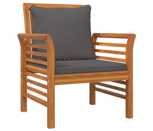 Juego de muebles jardín 5 pzas con cojines madera maciza acacia