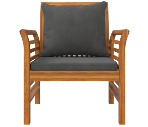 Juego de muebles jardín 5 pzas con cojines madera maciza acacia