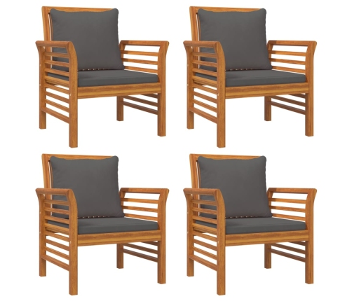 Juego de muebles jardín 5 pzas con cojines madera maciza acacia