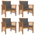 Juego de muebles jardín 5 pzas con cojines madera maciza acacia