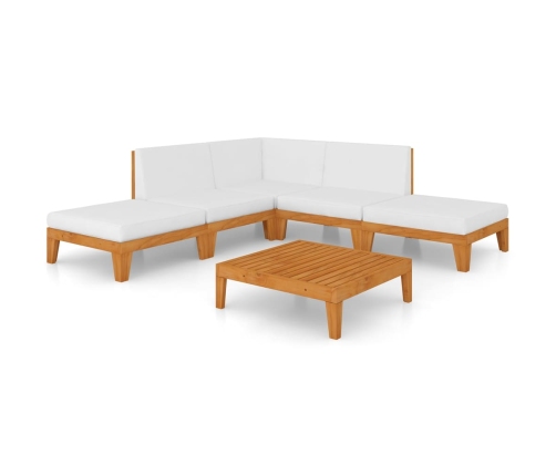 Juego muebles de jardín y cojines 7 pzas madera maciza acacia