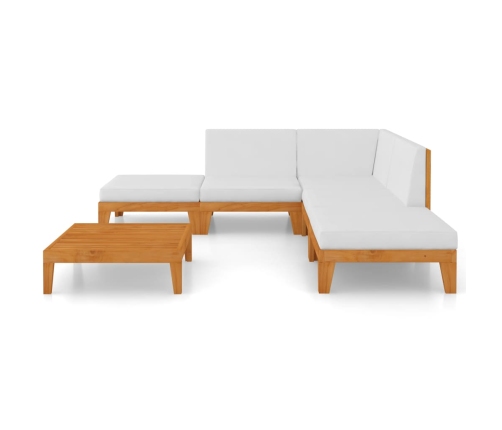 Juego muebles de jardín y cojines 7 pzas madera maciza acacia