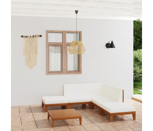 Juego muebles de jardín y cojines 7 pzas madera maciza acacia