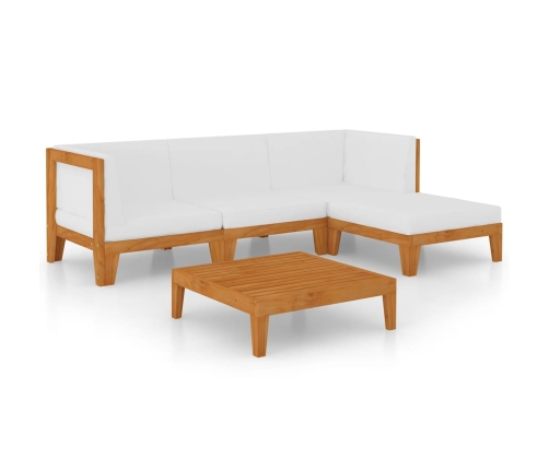 Juego muebles de jardín y cojines 5 pzas madera maciza acacia