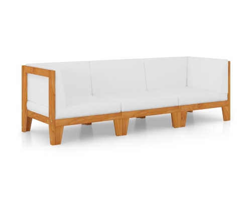 Juego muebles de jardín y cojines 3 pzas madera maciza acacia