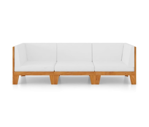Juego muebles de jardín y cojines 3 pzas madera maciza acacia