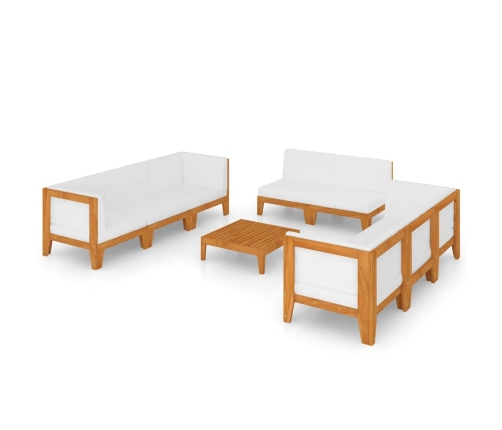 Juego muebles de jardín y cojines 9 pzas madera maciza acacia