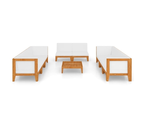 Juego muebles de jardín y cojines 9 pzas madera maciza acacia