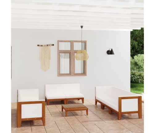 Juego muebles de jardín y cojines 9 pzas madera maciza acacia