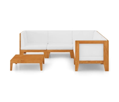 Juego muebles de jardín y cojines 6 pzas madera maciza acacia