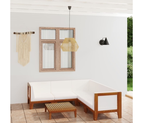 Juego muebles de jardín y cojines 6 pzas madera maciza acacia