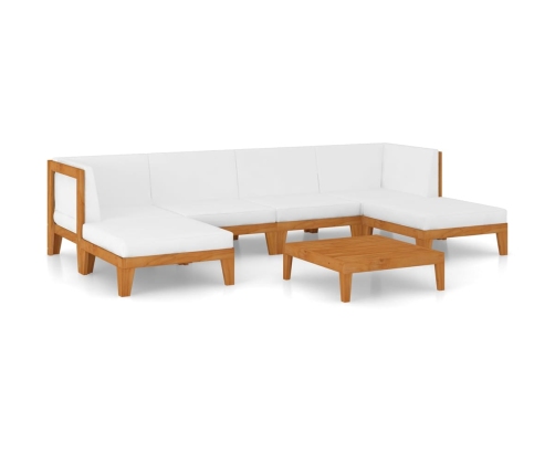 Juego muebles de jardín y cojines 7 pzas madera maciza acacia