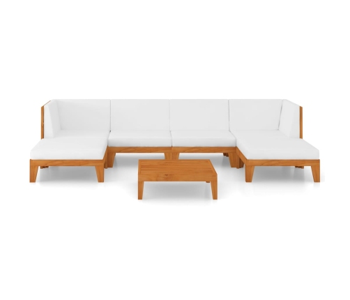 Juego muebles de jardín y cojines 7 pzas madera maciza acacia