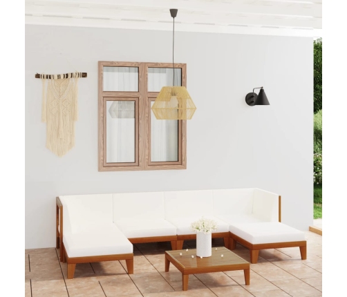 Juego muebles de jardín y cojines 7 pzas madera maciza acacia