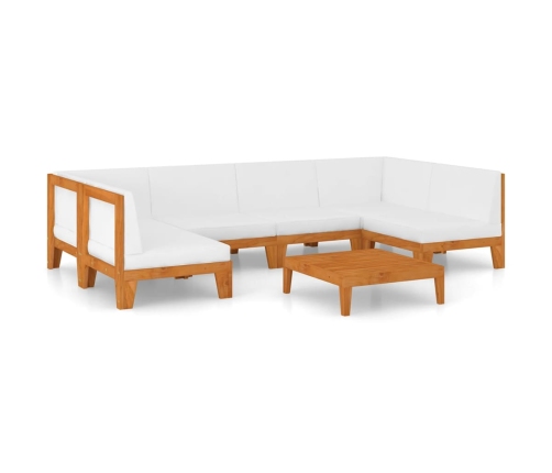 Juego muebles de jardín y cojines 7 pzas madera maciza acacia