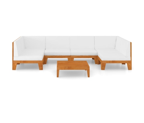 Juego muebles de jardín y cojines 7 pzas madera maciza acacia
