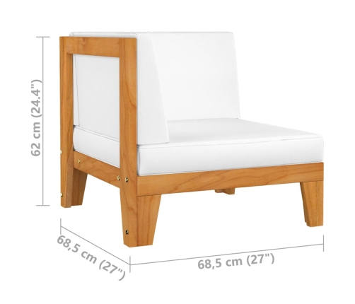Juego muebles de jardín y cojines 7 pzas madera maciza acacia