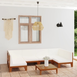 Juego muebles de jardín y cojines 7 pzas madera maciza acacia