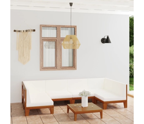 Juego muebles de jardín y cojines 7 pzas madera maciza acacia