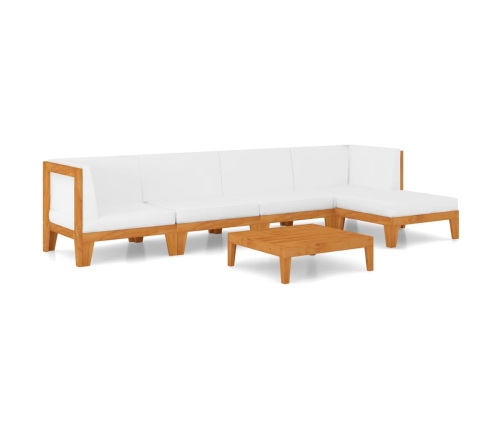 Juego muebles de jardín y cojines 6 pzas madera maciza acacia