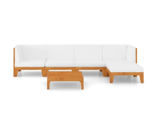 Juego muebles de jardín y cojines 6 pzas madera maciza acacia