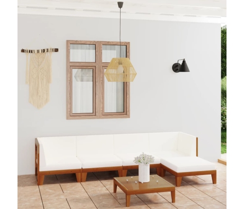 Juego muebles de jardín y cojines 6 pzas madera maciza acacia