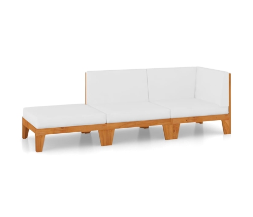 Juego muebles de jardín y cojines 3 pzas madera maciza acacia