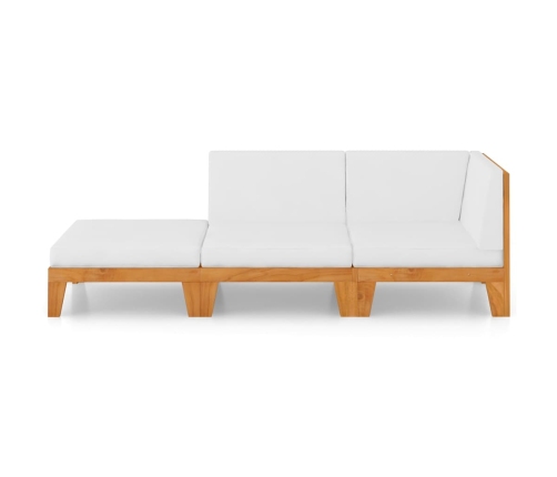 Juego muebles de jardín y cojines 3 pzas madera maciza acacia