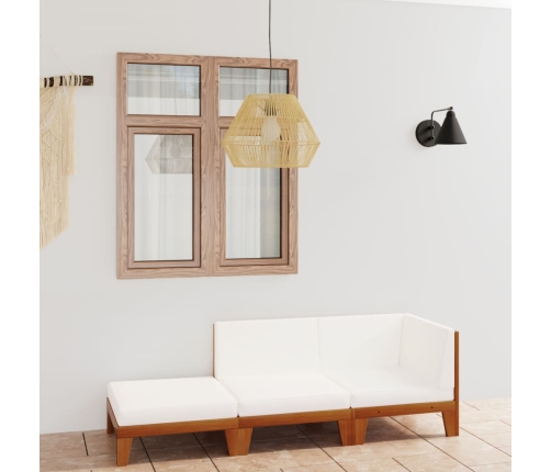 Juego muebles de jardín y cojines 3 pzas madera maciza acacia