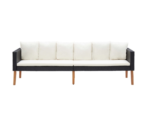 Set de muebles de jardín 4 pzas y cojines ratán sintético negro