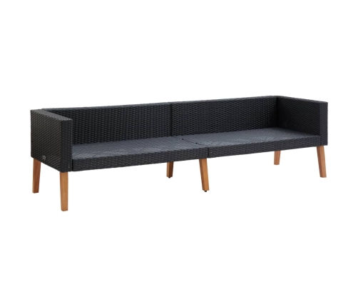 Set de muebles de jardín 4 pzas y cojines ratán sintético negro