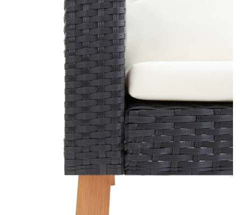 Set de muebles de jardín 4 pzas y cojines ratán sintético negro