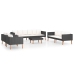 Set de muebles de jardín 5 pzas y cojines ratán sintético negro