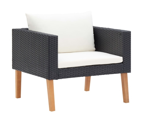 Set de muebles de jardín 5 pzas y cojines ratán sintético negro