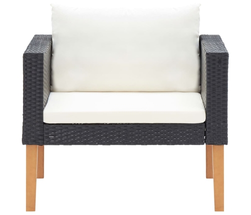 Set de muebles de jardín 5 pzas y cojines ratán sintético negro
