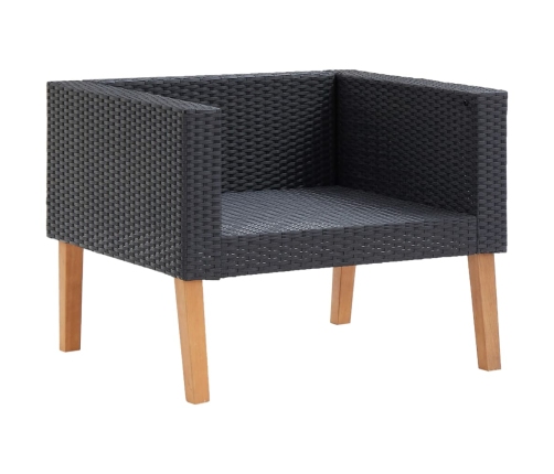 Set de muebles de jardín 5 pzas y cojines ratán sintético negro