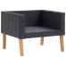 Set de muebles de jardín 5 pzas y cojines ratán sintético negro