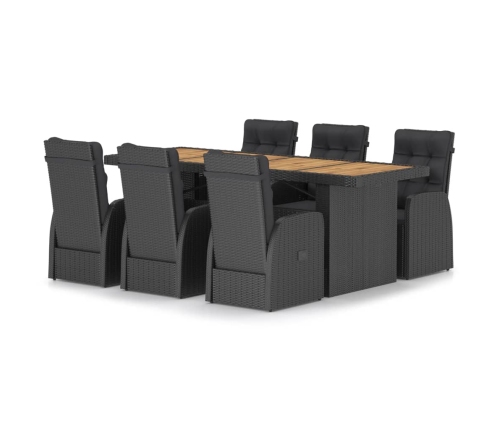 Juego de comedor de jardín 7 piezas ratán sintético negro