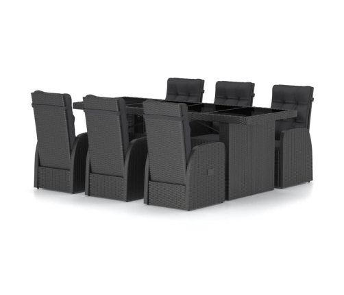 Juego de comedor de jardín 7 piezas ratán sintético negro
