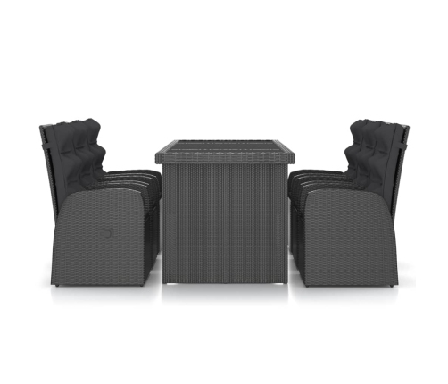 Juego de comedor de jardín 7 piezas ratán sintético negro