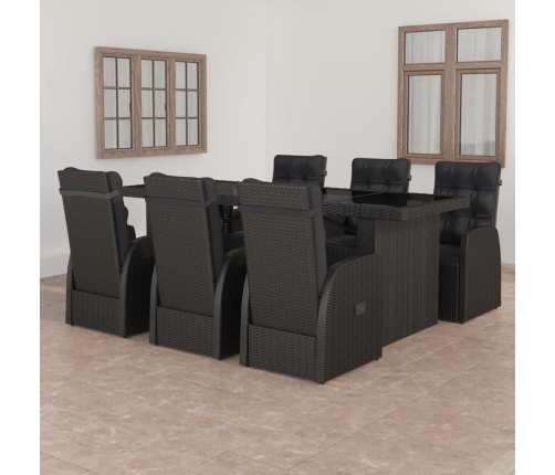 Juego de comedor de jardín 7 piezas ratán sintético negro