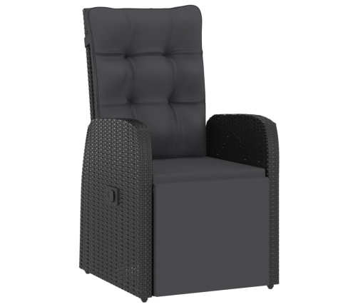 Set comedor de jardín 11 piezas y cojines ratán sintético negro