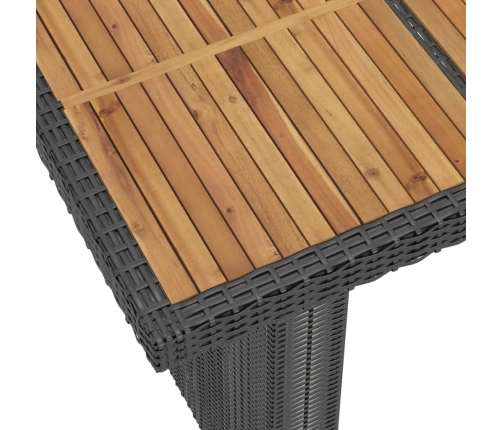 Set comedor de jardín 11 piezas y cojines ratán sintético negro